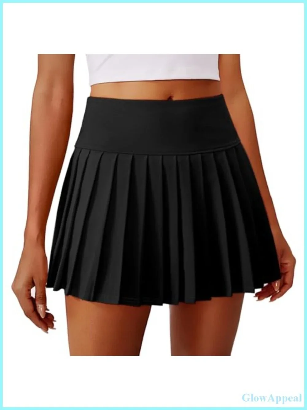 Pleated Tennis Skort with Inner Shorts & Pocket, High Waist, Quick Dry, UV